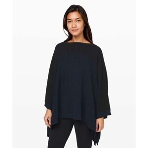 Lululemon It All Lines Up Poncho Black True Navy Ribbed Yak Blend One Size